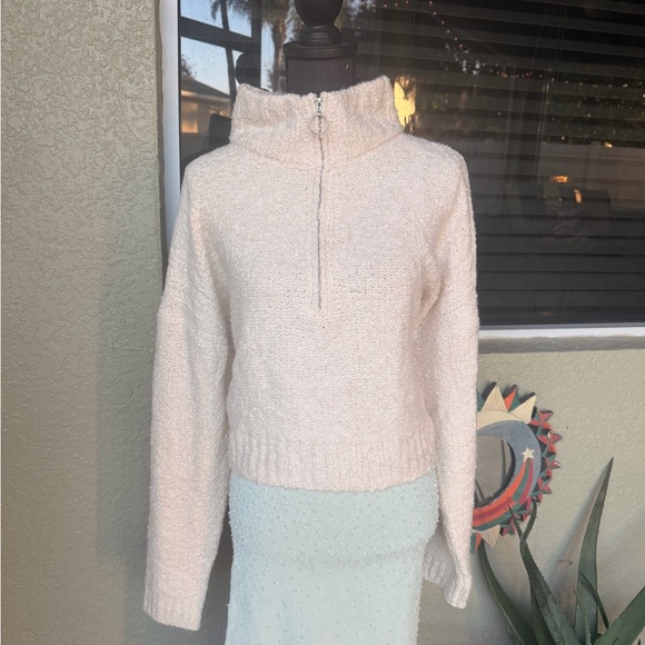 Aeropostale Cream Half Zip Cozy Boucle Sweater Women’s XL Size 12 - Picture 7 of 8